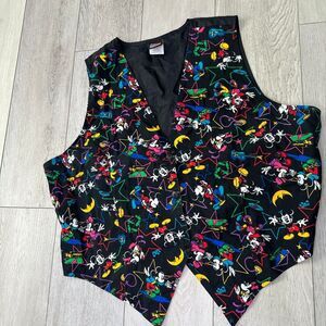 Disney vintage Mickey Unlimited vest all‎ over print black multi size 20w retro